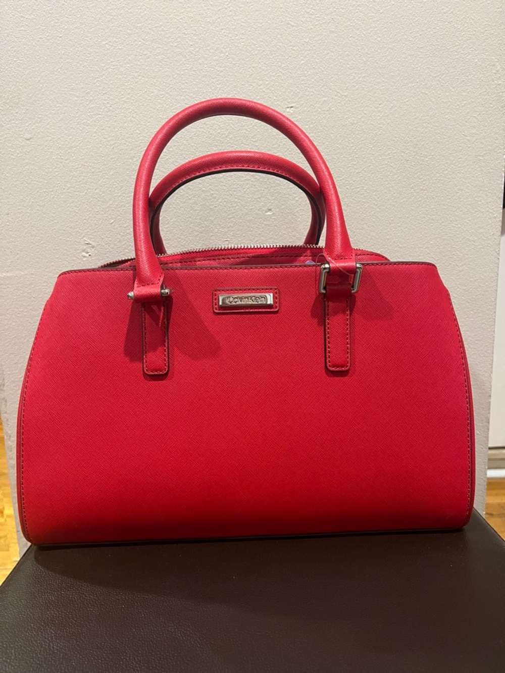 Calvin Klein Red Structured Satchel